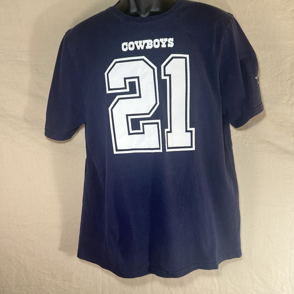 Dallas Cowboys Ezekiel Elliott 21 T Shirt Mens M Navy Blue NFL Fan Tee